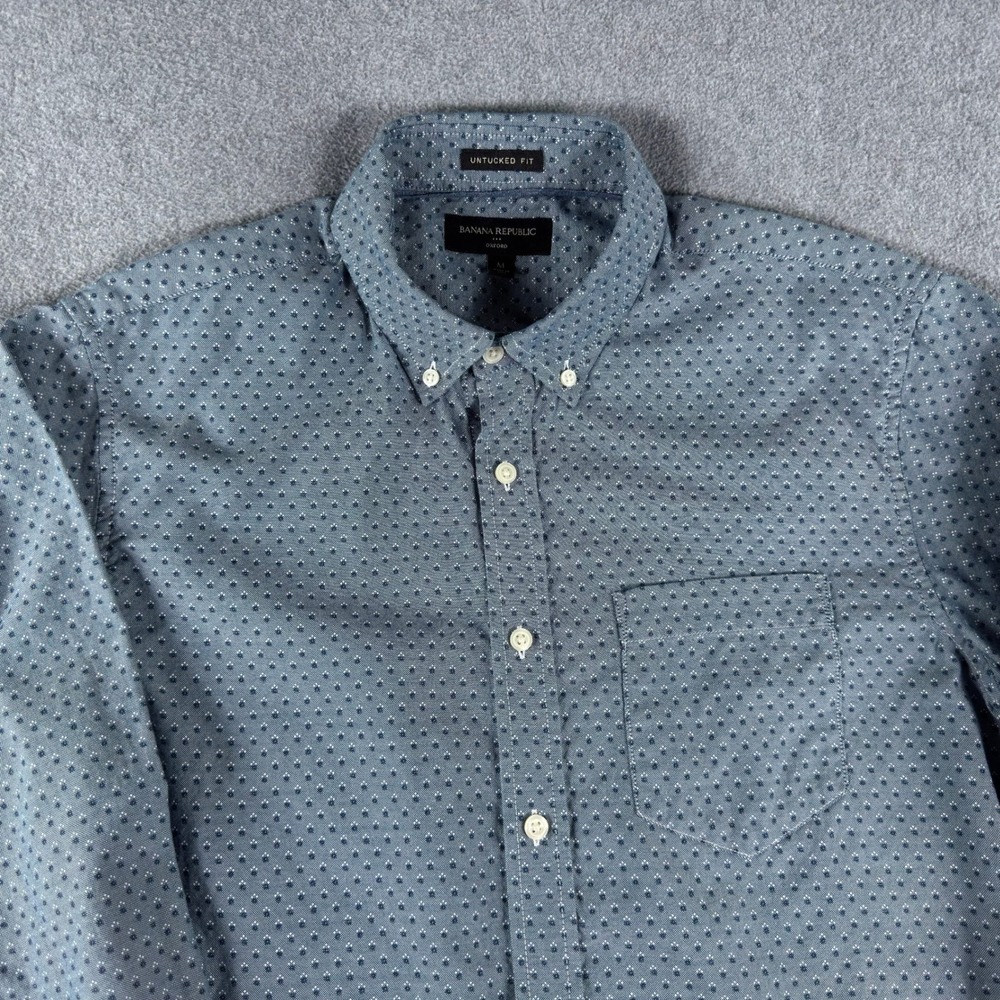Banana Republic Oxford Shirt Mens M Blue Floral Button Down